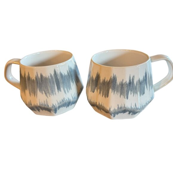 Homvare Porcelain Mugs Set Of 2 Cream Blue Gray Glaze 10 oz EUC - Picture 14 of 14